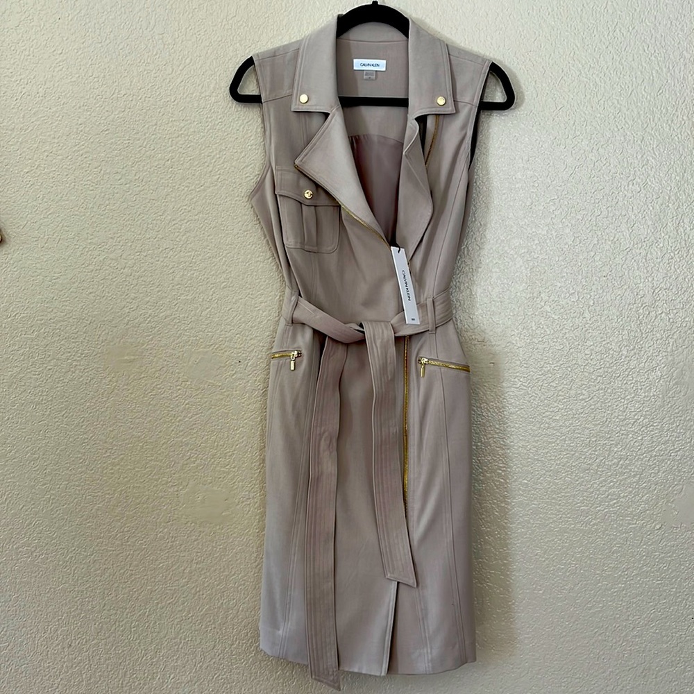 Women’s Calvin Klein dress, size 10, khaki color, polyester. New